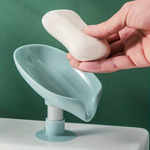 Planet Gates 1/3pcs Leaf Shaped Soap Box, Drainage Soap Holder, Suction Cup Soap Dish Tray, Soap Dish Soap Container For Bathroom Organization And Storage, Bathroom Accessories