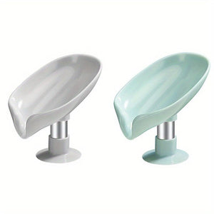 Planet Gates 1/3pcs Leaf Shaped Soap Box, Drainage Soap Holder, Suction Cup Soap Dish Tray, Soap Dish Soap Container For Bathroom Organization And Storage, Bathroom Accessories