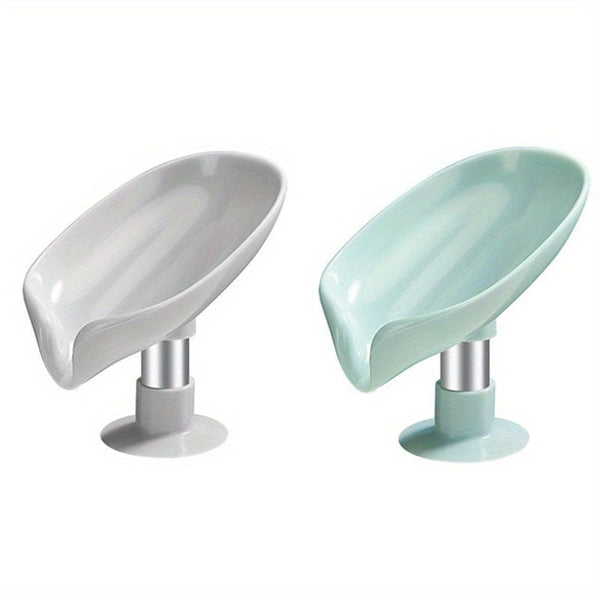 Planet Gates 1/3pcs Leaf Shaped Soap Box, Drainage Soap Holder, Suction Cup Soap Dish Tray, Soap Dish Soap Container For Bathroom Organization And Storage, Bathroom Accessories