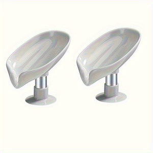 Planet Gates 1/3pcs Leaf Shaped Soap Box, Drainage Soap Holder, Suction Cup Soap Dish Tray, Soap Dish Soap Container For Bathroom Organization And Storage, Bathroom Accessories