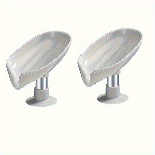 Planet Gates 1/3pcs Leaf Shaped Soap Box, Drainage Soap Holder, Suction Cup Soap Dish Tray, Soap Dish Soap Container For Bathroom Organization And Storage, Bathroom Accessories