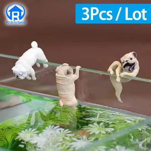 Planet Gates 1-3Pcs Mini Cartoon Dog Ornament Resin Figurine DIY Crafts Statue for Fish Tank Fishbowl Aquarium Accessories Home Decoration
