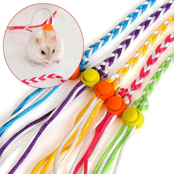 Planet Gates 1.4m 2.0m Adjustable Pet Hamster Leash Harness Rope Gerbil Cotton Rope Harness Lead Collar for Rat Mouse Hamster Pet Cage Leash
