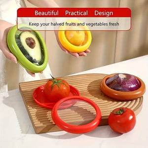 Planet Gates 1/4pcs Clear Fruit And Vegetable Fresh-Keeping Box Set, Fridge Fruit And Vegetable Preservation Storage Container With Cover, Food Crisper, Fruit Keeper, Food Storage Container, Reusable Refrigerator Freezer Food