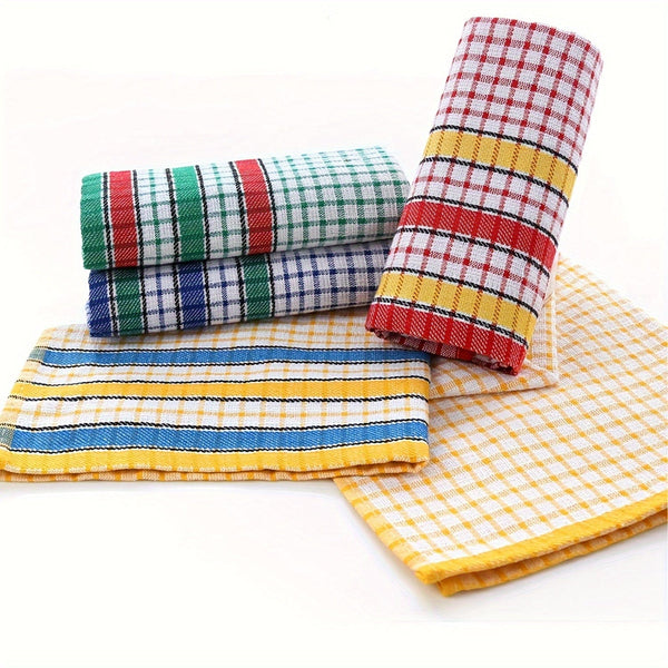 Planet Gates 1/4pcs Large Kitchen Dish Towel, Absorbent Super Soft Cotton Dish Cloth, Bright Color Tea/Bar Towel For Washing Drying Dish And Home