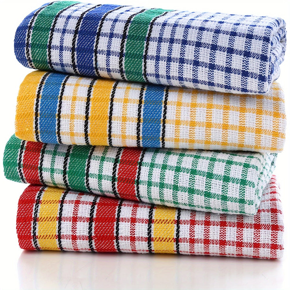 Planet Gates 1/4pcs Large Kitchen Dish Towel, Absorbent Super Soft Cotton Dish Cloth, Bright Color Tea/Bar Towel For Washing Drying Dish And Home