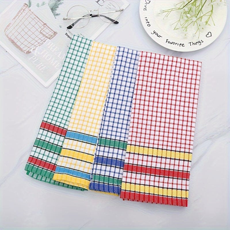 Planet Gates 1/4pcs Large Kitchen Dish Towel, Absorbent Super Soft Cotton Dish Cloth, Bright Color Tea/Bar Towel For Washing Drying Dish And Home