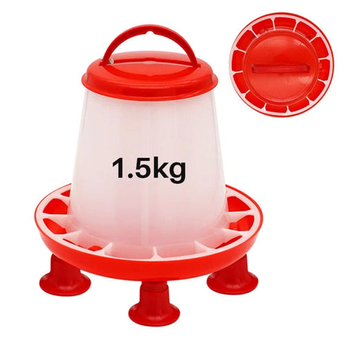 Planet Gates 1.5kg New 1.5kg Chicken Duck Feeder Bucket With Leg  Poultry Food Fountain Chicken Chick Hen Lid Handle Feeding Watering Supplies