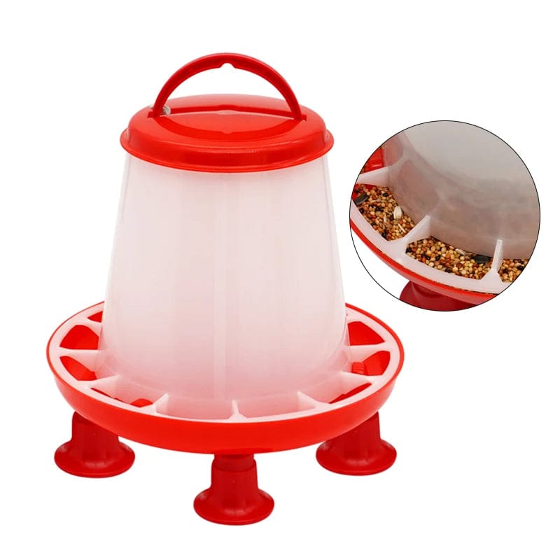 Planet Gates 1.5kg New 1.5kg Chicken Duck Feeder Bucket With Leg  Poultry Food Fountain Chicken Chick Hen Lid Handle Feeding Watering Supplies