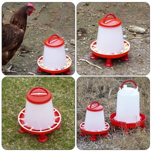Planet Gates 1.5kg New 1.5kg Chicken Duck Feeder Bucket With Leg  Poultry Food Fountain Chicken Chick Hen Lid Handle Feeding Watering Supplies