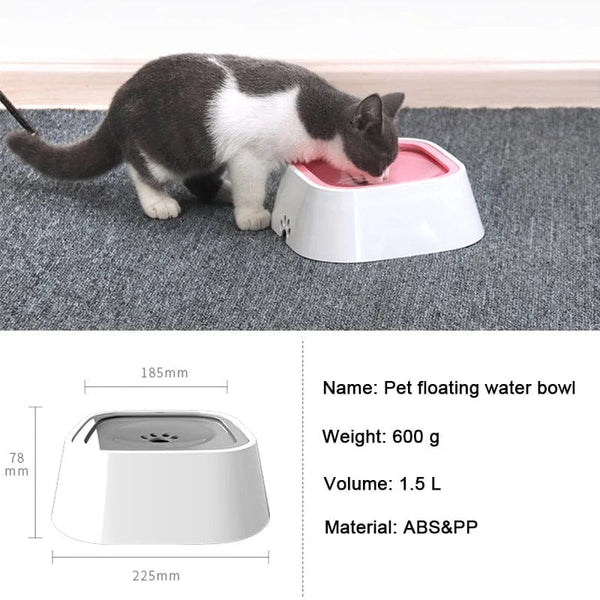 Planet Gates 1.5L Dog Drinking Water Bowls Floating Non-Wetting Mouth Cat Slow Anti-Overflow Water Feeding Dispenser Large Capacity