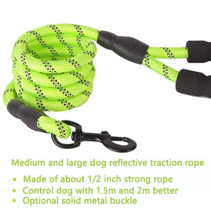 Planet Gates 1.5M/2M/3M Large Dog Rope Round 1.2CM Nylon Pet Leash Strengthen Reflective Rope Walking Dog Traction Collar Harness Dog Lead