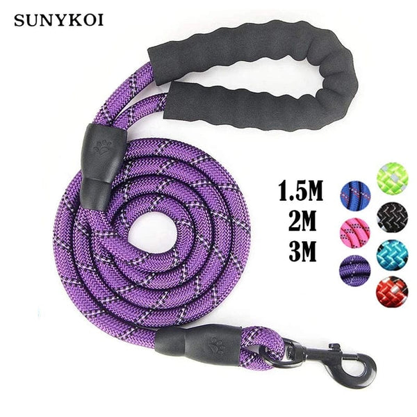 Planet Gates 1.5M/2M/3M Large Dog Rope Round 1.2CM Nylon Pet Leash Strengthen Reflective Rope Walking Dog Traction Collar Harness Dog Lead