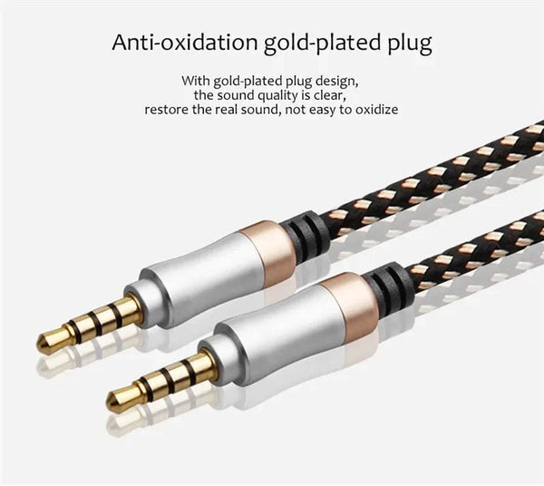Planet Gates 1.5M Jack 3 5 Audio Cable 3.5mm 4 Pole Male Speaker Wire With Braided for Samsung Headphone Xiaomi Car HiFi Consumer Electronics