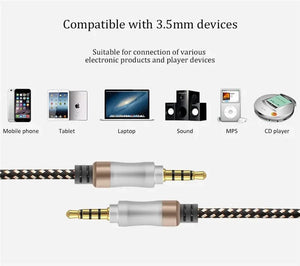 Planet Gates 1.5M Jack 3 5 Audio Cable 3.5mm 4 Pole Male Speaker Wire With Braided for Samsung Headphone Xiaomi Car HiFi Consumer Electronics