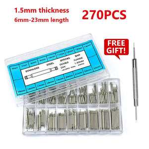 Planet Gates 1.5mm 6-23mm 270pcs/set Strainless Steel Spring Bars Dia 1.5mm/1.8mm length8mm - 25mm/6mm - 23mm Watchband Strap Belt Watch Repair Tools Pin