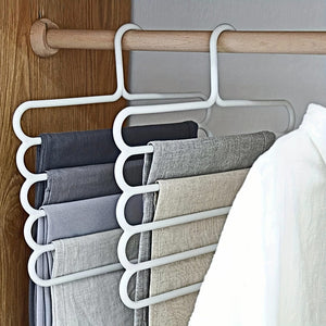 Planet Gates 1/5pcs 5-tier Metal Pants Hanger, Foldable Non-slip Clothes Rack For Ties, Pants, Scarves, Household Space Saving Organizer For Closet, Wardrobe, Home, Dorm, Bedroom