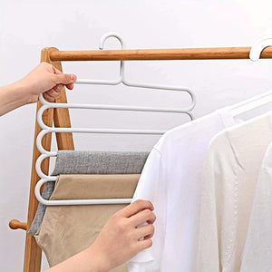 Planet Gates 1/5pcs 5-tier Metal Pants Hanger, Foldable Non-slip Clothes Rack For Ties, Pants, Scarves, Household Space Saving Organizer For Closet, Wardrobe, Home, Dorm, Bedroom