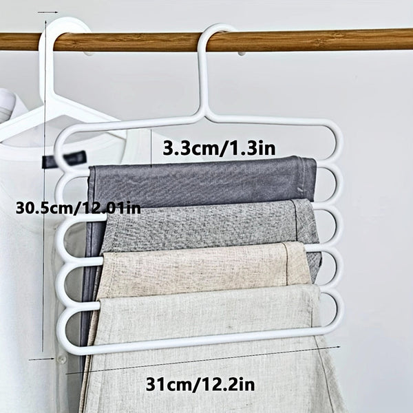 Planet Gates 1/5pcs 5-tier Metal Pants Hanger, Foldable Non-slip Clothes Rack For Ties, Pants, Scarves, Household Space Saving Organizer For Closet, Wardrobe, Home, Dorm, Bedroom