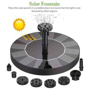 Planet Gates 1.5W 1pc Solar Fountain Water Pump With 6 Nozzles Solar Floating Fountain Pump For Bird Bath, Pond, Garden, Backyard Decoration, Outdoor Aquarium