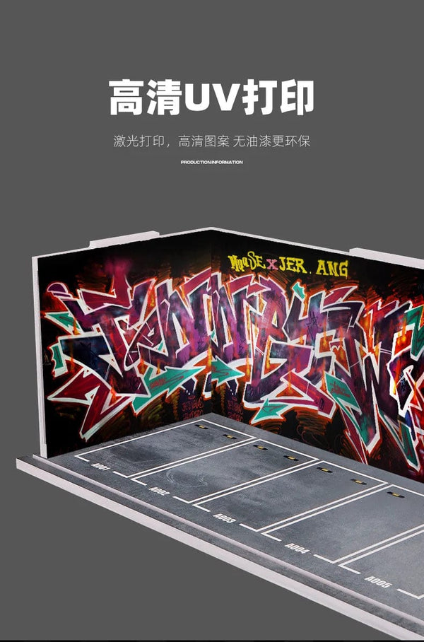 Planet Gates 1/64 Simulated Parking Lot Model Miniature Scene Parking Lot PVC Assembly with Light Parking Space Model Display Frame