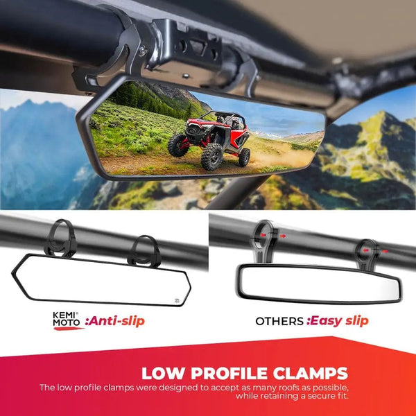 Planet Gates 1.65-2" UTV Wide Rear View Racing Mirror Compatible with Polaris RZR Ranger 800 1000 XP 900 for CFMoto for Can Am Maverick X3