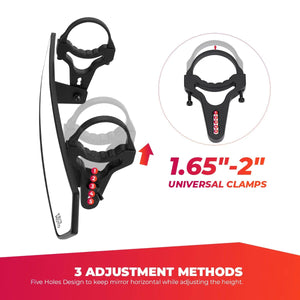 Planet Gates 1.65-2" UTV Wide Rear View Racing Mirror Compatible with Polaris RZR Ranger 800 1000 XP 900 for CFMoto for Can Am Maverick X3