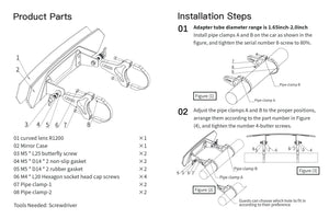 Planet Gates 1.65-2" UTV Wide Rear View Racing Mirror Compatible with Polaris RZR Ranger 800 1000 XP 900 for CFMoto for Can Am Maverick X3