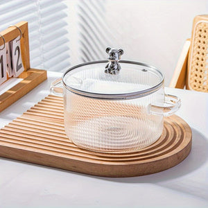 Planet Gates 1.6L Soup Pot With Lid 1set Glass Cookware, 54Oz Clear Glass Pot, Glass Saucepan, Potpourri Simmer Pot With Lid, Easy Grip Handles, Made From Oven, Microwave, Stove And Dishwasher Safe Borosilicate Glass