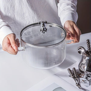 Planet Gates 1.6L Soup Pot With Lid 1set Glass Cookware, 54Oz Clear Glass Pot, Glass Saucepan, Potpourri Simmer Pot With Lid, Easy Grip Handles, Made From Oven, Microwave, Stove And Dishwasher Safe Borosilicate Glass