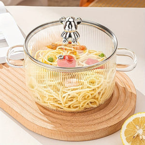 Planet Gates 1.6L Soup Pot With Lid 1set Glass Cookware, 54Oz Clear Glass Pot, Glass Saucepan, Potpourri Simmer Pot With Lid, Easy Grip Handles, Made From Oven, Microwave, Stove And Dishwasher Safe Borosilicate Glass