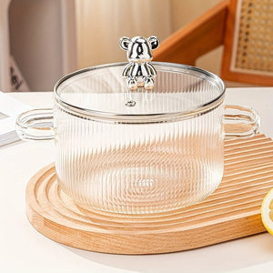 Planet Gates 1.6L Soup Pot With Lid 1set Glass Cookware, 54Oz Clear Glass Pot, Glass Saucepan, Potpourri Simmer Pot With Lid, Easy Grip Handles, Made From Oven, Microwave, Stove And Dishwasher Safe Borosilicate Glass