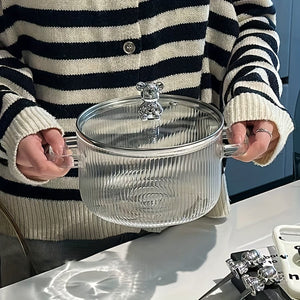 Planet Gates 1.6L Soup Pot With Lid 1set Glass Cookware, 54Oz Clear Glass Pot, Glass Saucepan, Potpourri Simmer Pot With Lid, Easy Grip Handles, Made From Oven, Microwave, Stove And Dishwasher Safe Borosilicate Glass