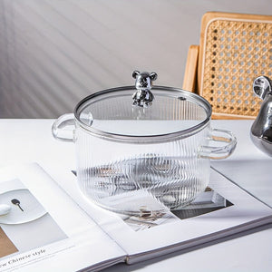 Planet Gates 1.6L Soup Pot With Lid 1set Glass Cookware, 54Oz Clear Glass Pot, Glass Saucepan, Potpourri Simmer Pot With Lid, Easy Grip Handles, Made From Oven, Microwave, Stove And Dishwasher Safe Borosilicate Glass