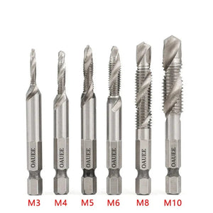 Planet Gates 1/6Pcs Tap Drill Bit Set Hex Shank Titanium Plated HSS Screw Thread Bit Screw Machine Compound Tap M3 M4 M5 M6 M8 M10 Hand Tools