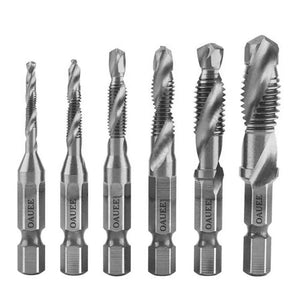 Planet Gates 1/6Pcs Tap Drill Bit Set Hex Shank Titanium Plated HSS Screw Thread Bit Screw Machine Compound Tap M3 M4 M5 M6 M8 M10 Hand Tools