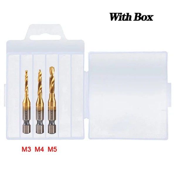 Planet Gates 1/6Pcs Tap Drill Bit Set Hex Shank Titanium Plated HSS Screw Thread Bit Screw Machine Compound Tap M3 M4 M5 M6 M8 M10 Hand Tools