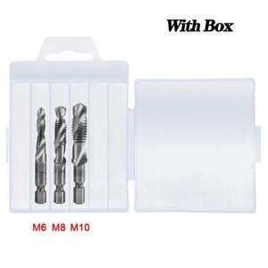 Planet Gates 1/6Pcs Tap Drill Bit Set Hex Shank Titanium Plated HSS Screw Thread Bit Screw Machine Compound Tap M3 M4 M5 M6 M8 M10 Hand Tools