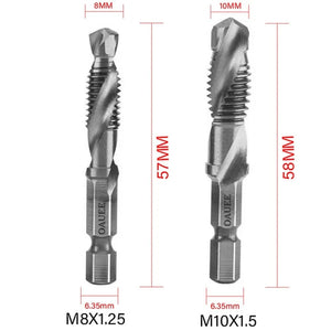 Planet Gates 1/6Pcs Tap Drill Bit Set Hex Shank Titanium Plated HSS Screw Thread Bit Screw Machine Compound Tap M3 M4 M5 M6 M8 M10 Hand Tools