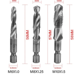 Planet Gates 1/6Pcs Tap Drill Bit Set Hex Shank Titanium Plated HSS Screw Thread Bit Screw Machine Compound Tap M3 M4 M5 M6 M8 M10 Hand Tools