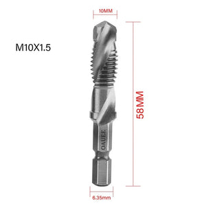 Planet Gates 1/6Pcs Tap Drill Bit Set Hex Shank Titanium Plated HSS Screw Thread Bit Screw Machine Compound Tap M3 M4 M5 M6 M8 M10 Hand Tools