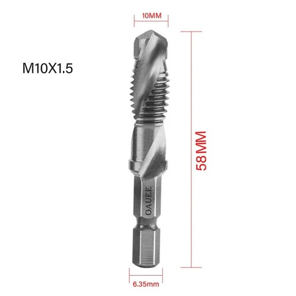 Planet Gates 1/6Pcs Tap Drill Bit Set Hex Shank Titanium Plated HSS Screw Thread Bit Screw Machine Compound Tap M3 M4 M5 M6 M8 M10 Hand Tools
