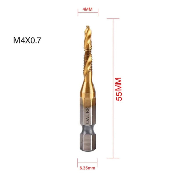 Planet Gates 1/6Pcs Tap Drill Bit Set Hex Shank Titanium Plated HSS Screw Thread Bit Screw Machine Compound Tap M3 M4 M5 M6 M8 M10 Hand Tools