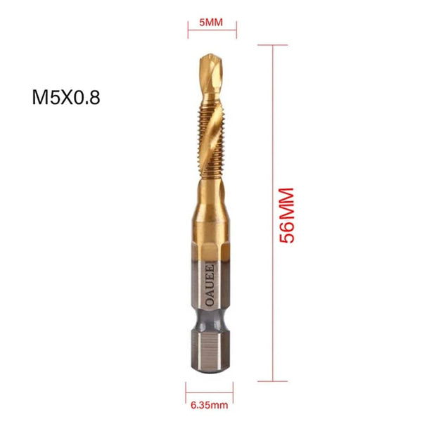 Planet Gates 1/6Pcs Tap Drill Bit Set Hex Shank Titanium Plated HSS Screw Thread Bit Screw Machine Compound Tap M3 M4 M5 M6 M8 M10 Hand Tools