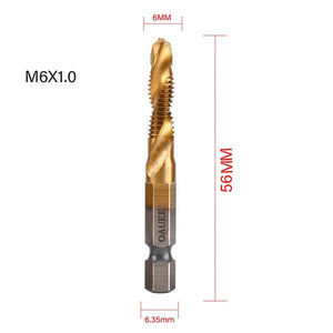 Planet Gates 1/6Pcs Tap Drill Bit Set Hex Shank Titanium Plated HSS Screw Thread Bit Screw Machine Compound Tap M3 M4 M5 M6 M8 M10 Hand Tools