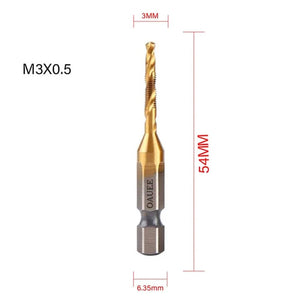 Planet Gates 1/6Pcs Tap Drill Bit Set Hex Shank Titanium Plated HSS Screw Thread Bit Screw Machine Compound Tap M3 M4 M5 M6 M8 M10 Hand Tools