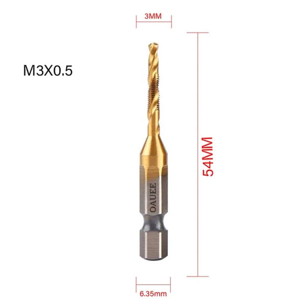 Planet Gates 1/6Pcs Tap Drill Bit Set Hex Shank Titanium Plated HSS Screw Thread Bit Screw Machine Compound Tap M3 M4 M5 M6 M8 M10 Hand Tools