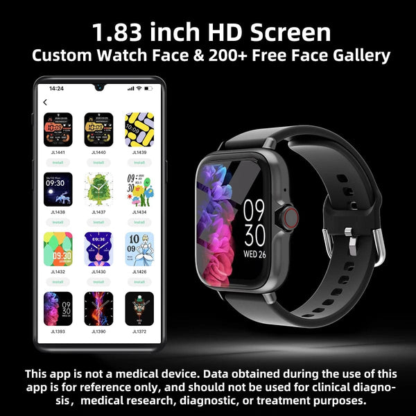 Planet Gates 1.83'' Waterproof Smart Watch with Message Answer Call Sleep Monitoring Sports Pedometer Information Alerts For iPhone Android