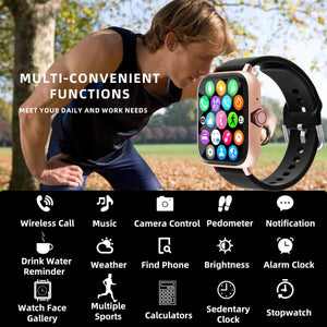Planet Gates 1.83'' Waterproof Smart Watch with Message Answer Call Sleep Monitoring Sports Pedometer Information Alerts For iPhone Android