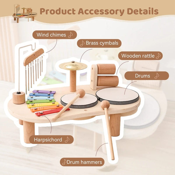 Planet Gates 1 Baby Aeolian Bells Rattle Montessori Educational Toys Children Musical Toys Kids Drum kit Music Table Wooden Musical Instruments